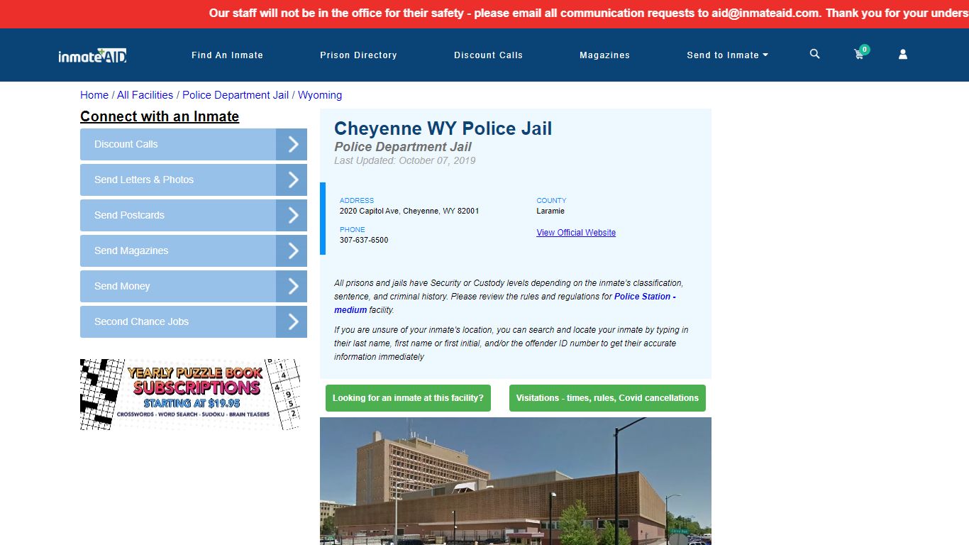 Cheyenne WY Police Jail & Inmate Search - Cheyenne, WY